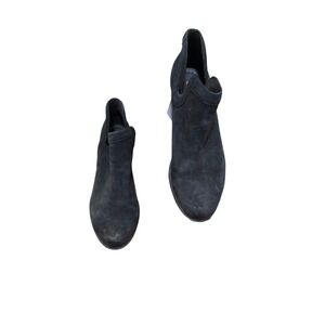 Sorel Lolla Cut Out Suede Black Ankle Boots Block Heel Size 9.5 M